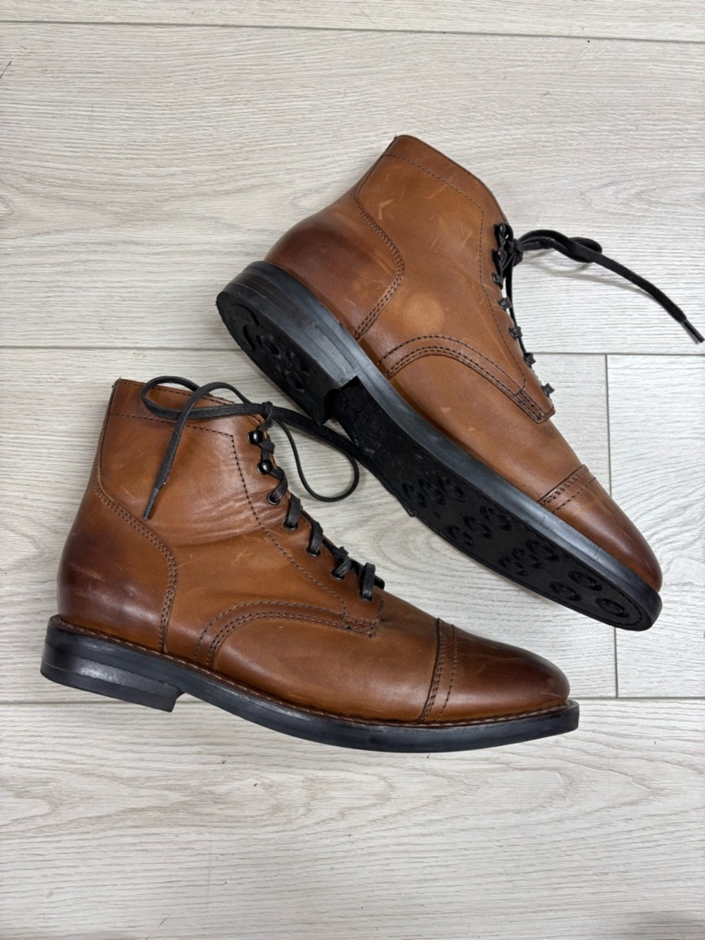 Thursday Boot Company Men's Captain Leather Lace-Up Boots in Brandy - Picture 2 of 11